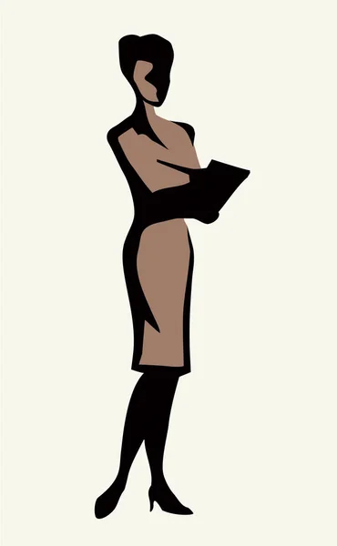 大人の学校キャリアリーダー女性セミナーノートパッド講義研究トレーニングを説明します 概要黒インクペン手描き現代人のロゴドアライン漫画スケッチホワイトペーパーノートブックベクトルスタイル — ストックベクタ