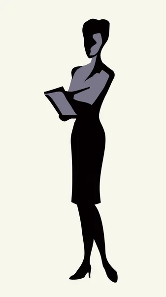 大人の学校キャリアリーダー女性セミナーノートパッド講義研究トレーニングを説明します 概要黒インクペン手描き現代人のロゴドアライン漫画スケッチホワイトペーパーノートブックベクトルスタイル — ストックベクタ