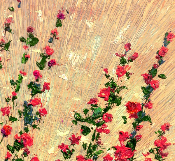Gouache Salvaje Primavera Rústica Escena Vista Vibrante Althaea Rosa Dibujado — Foto de Stock