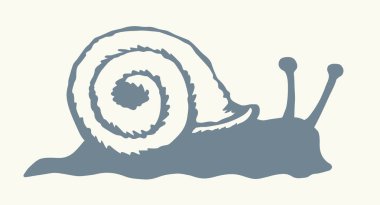 Arkaplanda güzel bir koklea var. Çizgisiz, düz ve koyu renkli mürekkep el, kağıt metin alanındaki retro sanat karalama tarzı kalemle yaratıcı pictogram tasarım amblemi tasarım unsuru kavramı çizdi. Görüntüyü kapat