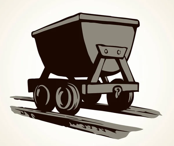 Παλιός Εξοπλισμός Εργαλείων Minecart Του Τραμ Σιδήρου Παραμονεύει Λευκό Χώρο — Διανυσματικό Αρχείο