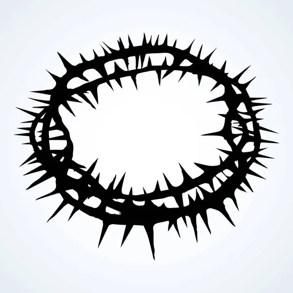 Old Circle Sharp Spike Redeemer Good King Head Spine Wreath — Stock Vector
