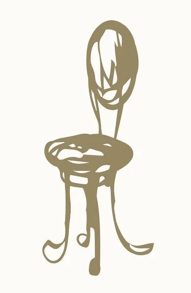 ファッションシンプルな居心地の良い木彫り素朴な食事のピュー形状 光の部屋の紙のテキストスペースの背景 フリーハンドアウトラインダークブラックインクペン手描きオブジェクトロゴエンブレムピクトグラムデザイン古代のスクリブルスタイル — ストックベクタ
