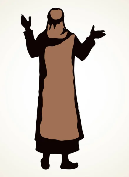 베두인족 랍비는 스카프 스카프 모자를 남자입니다 그리스도 인간의 신앙은 상징을 — 스톡 벡터