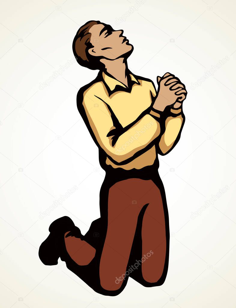 Pecado Tristeza Deprimida Preocupación Súplica Sobre Fondo Blanco Línea  Amor Vector de stock por ©Marinka 448270670, image size:786x1024