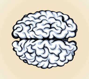 Sağlıklı nöron, ışık arkaplanındaki mantık kısmını hisseder. Çizgi siyah mürekkep eli, sinir korteksi, beyin beyin logosu ve karalama sanatı retro karikatür tarzında resim çizimi çizdi. Yan kesit makro görünümü