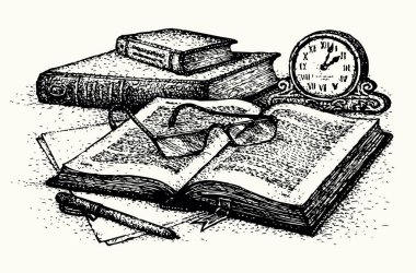 Grunge 'un yakın plan görüntüsü, günlük kapağı, günlük kapağı, roman hikayesi, beyaz alan arkaplanı. Taslak siyah mürekkep el çizimi not defteri albüm imzası amblem simgesi logosu antik tarihi eser karalama yazdırma biçimi