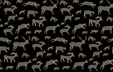 Yakından bakınca, kırmızı Afrika kabilesi beyaz arka planda keçi figürü çiziyor. Çizgi koyu siyah mürekkep boyalı el grunge düz bizon boğa şekilli logo tasarımı. Geçmişe dönük duvar resmi yazdırma biçimi