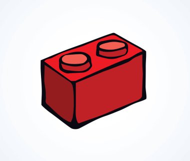 Beyaz arka planda canlı kırmızı Meccano yapboz seti. Modern sanat karalaması tarzında parlak turuncu renkli mürekkep çizilmiş tasarım obje amblemi amblemi. Metin için boşluk ile kapat