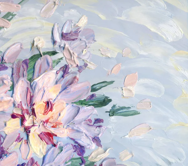 Parlak Modern Boya Pastel Çizim Manzarası Yapımı Akrilik Botanik Yakın — Stok fotoğraf