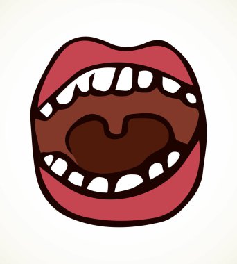 Büyük, soyut, yakın plan, yakışıklı, eğlenceli, geniş mizah, bademcik, yüz organı parçası. Görüntüyü kapat beyaz metin alanı izole edilmiş siyah el çizimi hasta logosu karalama çizgisi çizgi roman sohbet tarzı