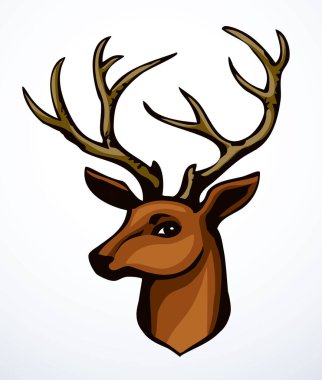 Büyük, güçlü, asil, kahverengi benekli canavar askısı. Siyah el çizimi kırmızı amblem tasarımı resim eski sanat zoolojisi baskı biçimi. Açık hava görünümlü kağıt duvar metin alanı arkaplanını kapat