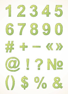 Şirin, soyut, havalı, modaya uygun, kaba, kirli, bebek okulunda kullanılan mürekkep izli kalem çizgisi, senaryo logosu. Islak eski kağıt yeşili boya Latin eğlenceli el çizimi retro doodle karikatür sanatçısı tarzı yazı seti