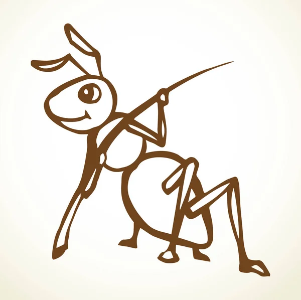 Große Dunkle Spinnentiere Halten Tannenbaum Ameisenschädling Umriss Handgezeichneten Lächeln Emblem — Stockvektor