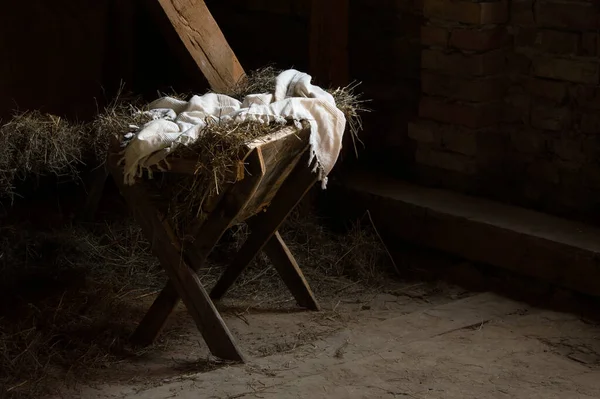 Manger Dans Étable Avec Linge — Photo