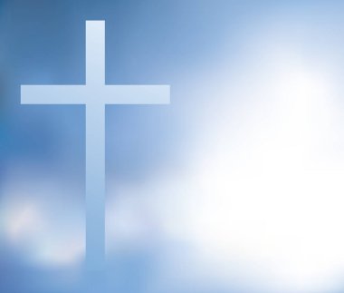 Aziz kurtarıcı öldü, kurtarıldı, yükseldi, ilahi ruh doğdu, mutlu bir gün sahnesi tasarlandı. Parlak yükseliş praer affet Believ beyaz ışın ışını eski logo simgesini incilsel sanat mavi hava metin görünümü desenini çiz