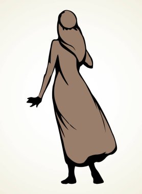 Bedevi antikası, fularlı adam şapkası tarzında. Eski İncil İsa, insan inancı işaret simgesini ifade eder. İncil 'de geçen klasik Yahudi inanışı çizgi filmi Asia Kurta cübbe tunik Yahudi görüşü arkasında izole.