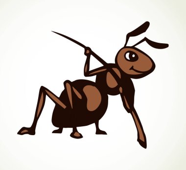 Büyük koyu arachnid köknar ağacı karınca yuvası ana hatlarıyla çizilmiş el çizimi gülümseme amblemi tasarımı. Doodle retro sanat çocuk çizgi roman tarzı detay görünümünü kaybeder küçük kağıt metin arkaplanı