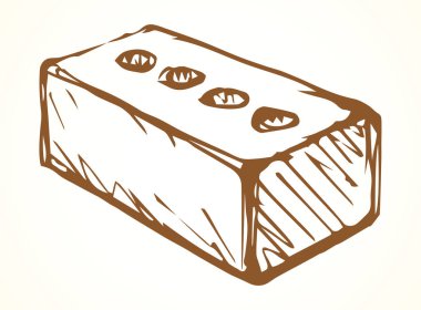 Yeni şirin bekar evi, kahverengi tuğlalı diy. Serbest karalama siyah çizgisel kalem el tasarım konsepti nesne amblemi sanat karalama gravür yazdırma biçimi. Yakın görünüm ışık kağıdı metin alanı arkaplanı