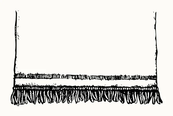 光のテキスト空間上の空の古いファッション田舎の毎日の結び目のスラムエッジ フリーハンドアウトライン黒インクペン手が落書き素朴な輪郭印刷スタイルでピクニックロゴ記号のアイコンのデザインを描いた 上のビューを閉じる — ストックベクタ