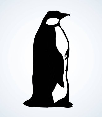 Işık arkaplanındaki yaşlı şişman Adelie Specie figürü. Serbest ve koyu renkli mürekkep, geçmişe dönük ressamların çizdiği resimli amblem, kağıt metin alanına kazınmış kalem. Karalama görünümünü kapat