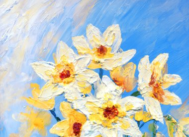 Parlak modern gouache boya pastel eskiz desen görünümü. Canlı el çizimi akrilik botanik tomurcuk sapı bitki posası retro yaratıcı kağıt kanva fırça tebrik kartı tarzı. Turuncu renkli gri gökyüzü sahnesi