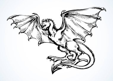 Koyu mürekkep çizili el logosu amblem tasarımı Çin sanat karikatürü çizimi tarzı. Büyük antik tarih, korkunç korku, kızgın masal, ateş oyunu, vahşi kırmızı pençe, kuyruk, beyaz gökyüzü, metin alanı. 