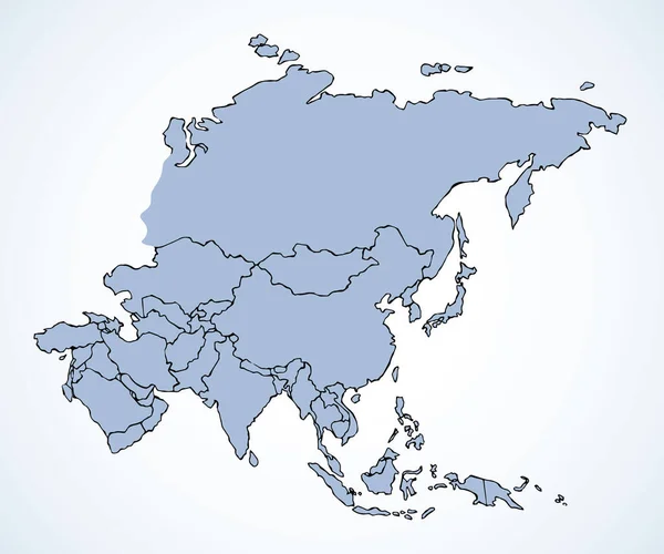 Eurasischer Bezirk Inseln Planen Form Auf Weißem Hintergrund Freihändige Linie — Stockvektor