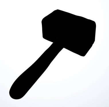 Yakın plan siyah el kaba inşa edilmiş kaya gücü tahrip etkisi paslı çelik vurucu baltası vuruşu nesne logosu amblemi retro çizim çizgisi tarzında vurdu. Beyaz kağıt metin alanını kapat