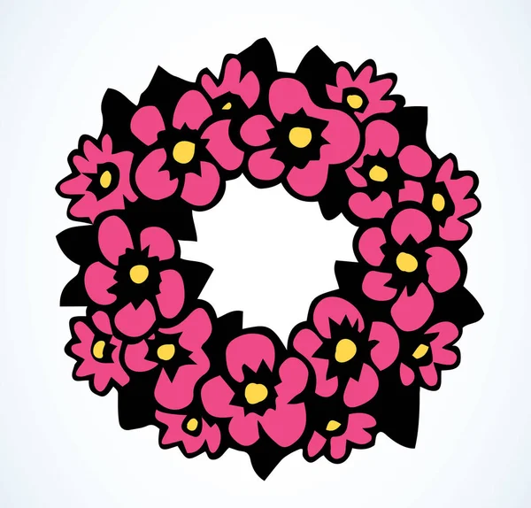 Gros Plan Petite Abstraite Rustique Slave Folklorique Rose Herbe Bouquet — Image vectorielle