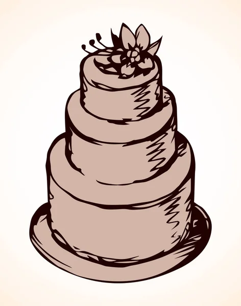Крупный План Большой Милый Свадебный Какао Лед Вкусный Вкус Пирог — стоковый вектор
