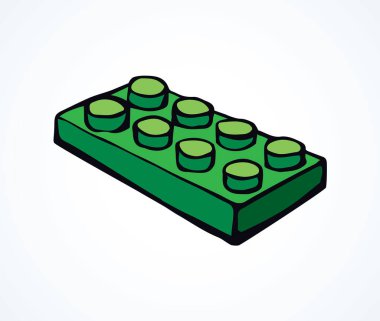 Canlı, yeşil, büyük, düz bina yapıcı yapboz tamir seti beyaz metin alanı arkaplanını kapatın. Parlak mutlu renk el çizimi komik tasarım nesne amblemi modern web sanat karalama komik keyif tarzı