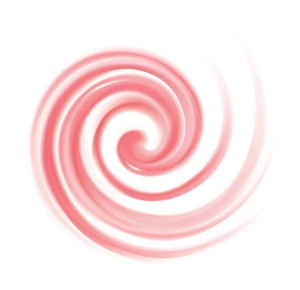 径向弯曲喜欢在明亮的白色中心的文字空间 旋转的淡红色涡旋糖浆表面 红醋栗 草莓的令人垂涎的混合玫瑰色 — 图库矢量图片