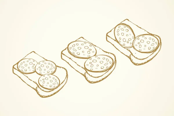 Savoureux Croûté Section Pain Pâte Seigle Naturel Délicatesse Portion Bratwurst — Image vectorielle