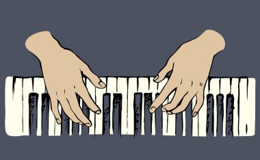 İki bayanın avuç içi karanlık arka plana bastırıyor. Çizgili kadın logosu. Siyah mürekkep, modern sanatsal karikatür tarzında yaratıcı iş kavramını kağıda yazı için çizmiş. Üst görünümü kapat
