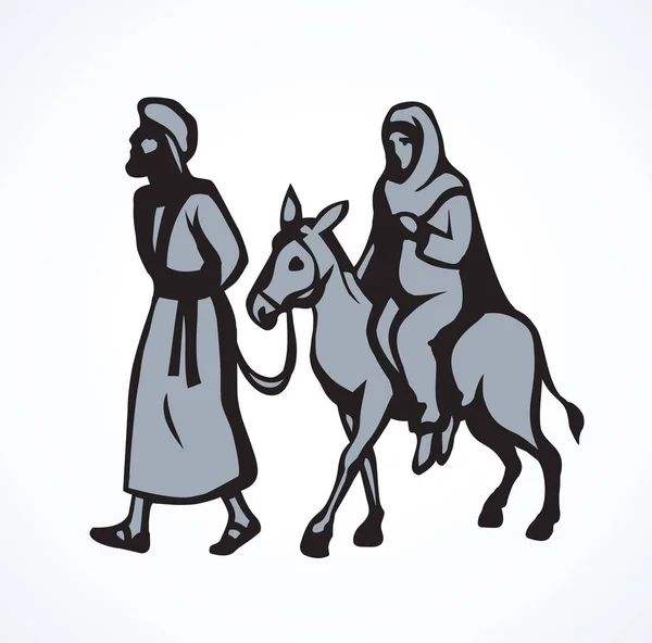 Josef Maria Zwierzęciu Jechać Pustyni Egiptu Jasnobiałym Tle Tekstu Nieba — Wektor stockowy