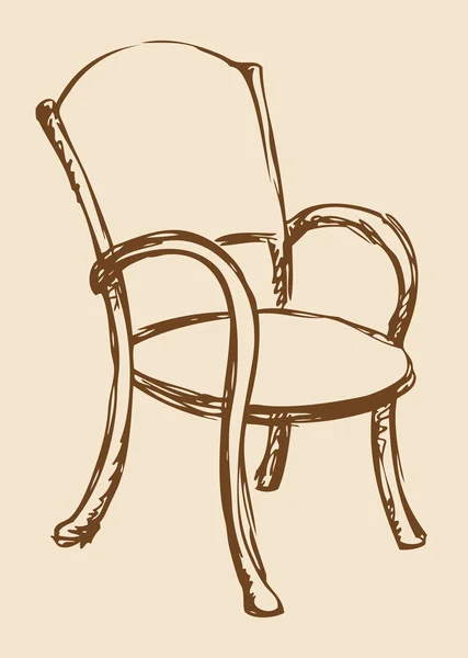 Dibujo vectorial. Silla de madera con reposabrazos — Archivo Imágenes Vectoriales