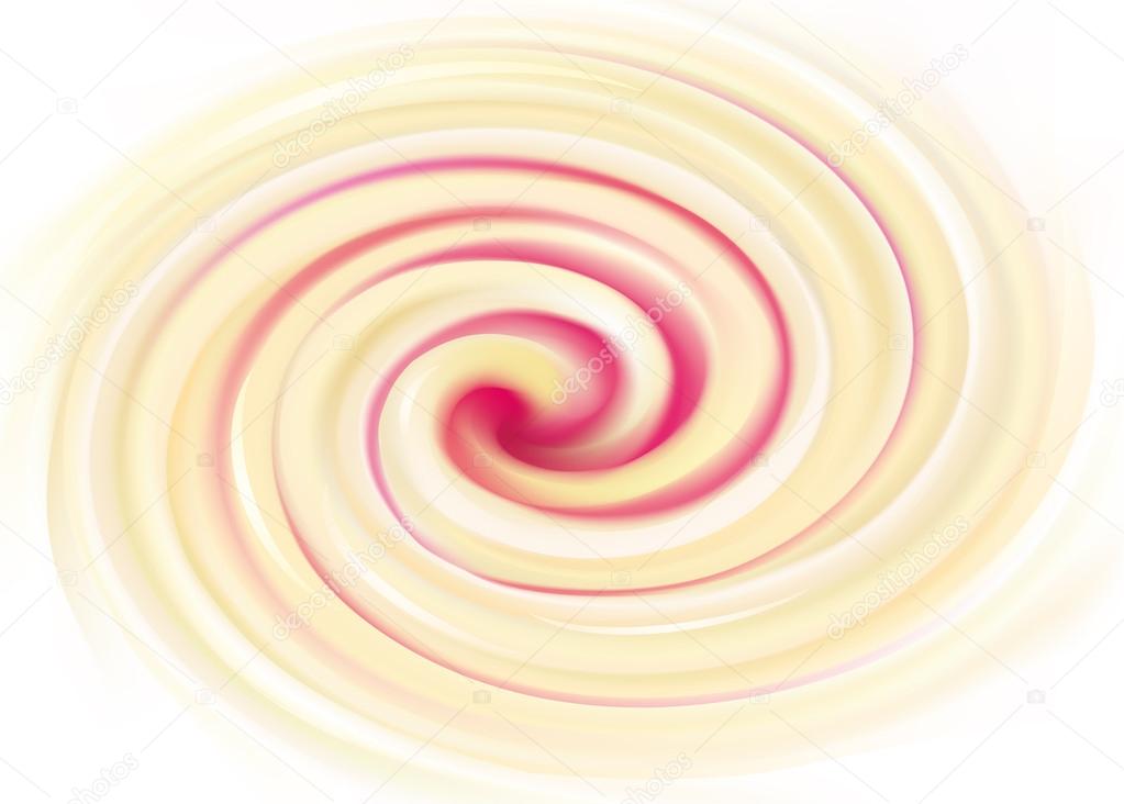 Vector swirling background. White dairy cream with fruit jelly