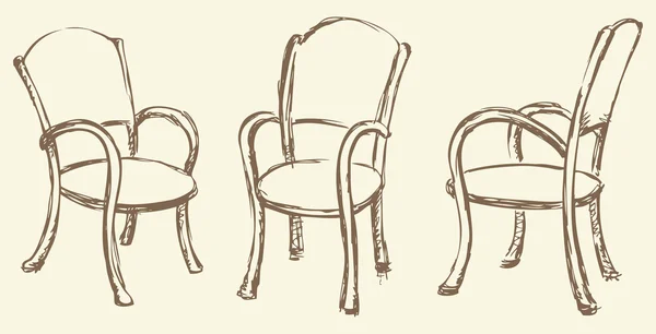 Vector tekening. Houten stoelen met armleuningen — Stockvector