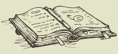 Vektör çizimi. Açık defter yer imleri ile