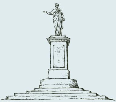 Dük de Richelieu anıt. Odessa, Ukrayna. Vektör çizimi