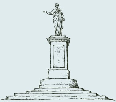 Monument to Duke de Richelieu. Odessa, Ukraine. Vector sketch clipart