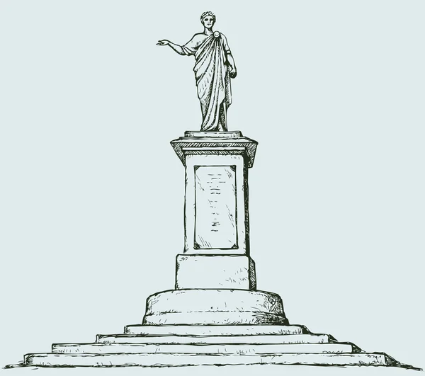 Monument voor Duke de Richelieu. Odessa, Oekraïne. Vector schets — Stockvector