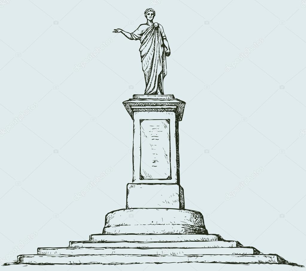 Monument to Duke de Richelieu. Odessa, Ukraine. Vector sketch