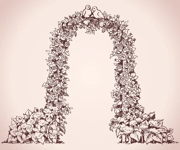 Arco de flores. Boceto vectorial — Vector de stock