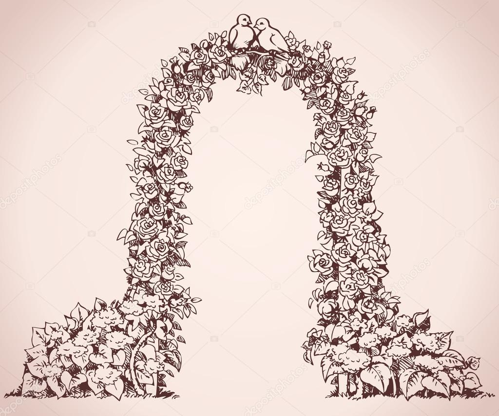 Arche de fleurs. Croquis de vecteur — Image vectorielle Marinka © 66051651