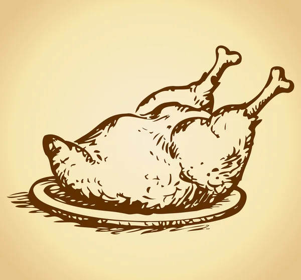 Poulet cuit au four. Dessin vectoriel — Image vectorielle