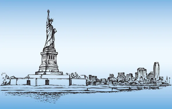 Statue of Liberty. Vector sketch — Stock Vector