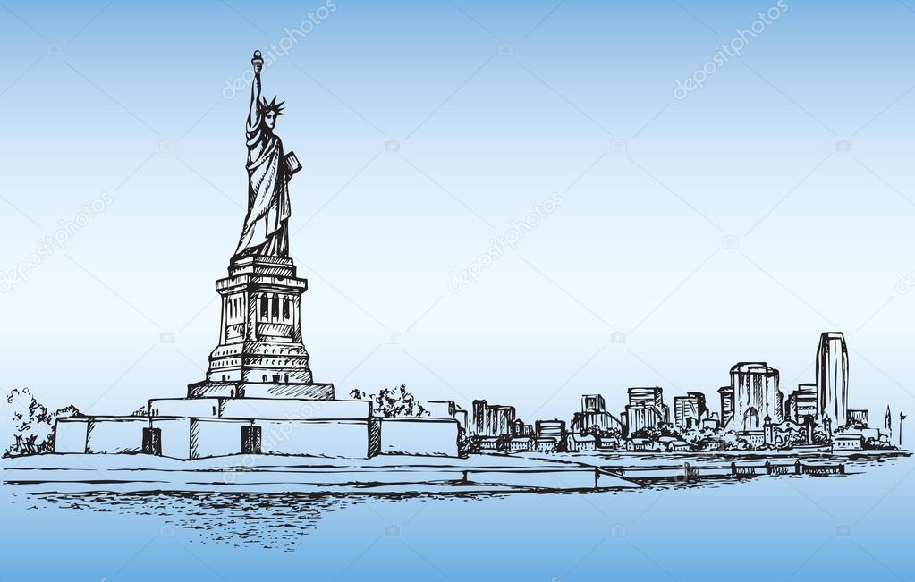 Statue of Liberty. Vector sketch