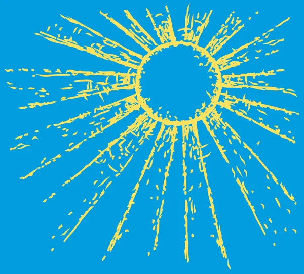Векторное изображение. Солнце на голубом небе — стоковый вектор